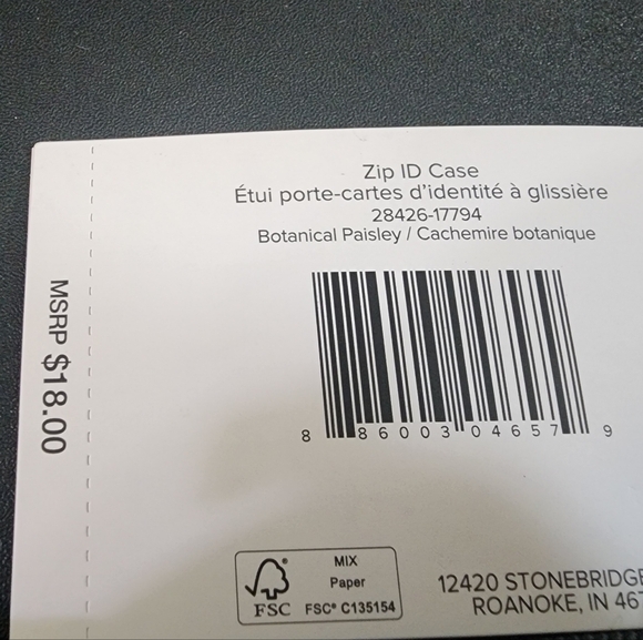 Vera Bradley Women's Cotton Zip Id Case Wallet, Botanical Paisley, One Size - Picture 4 of 6